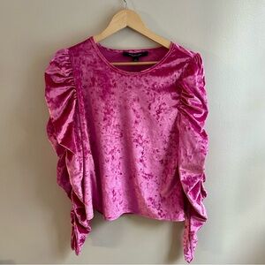 Marc New York Fuchsia Velvet Ruffle Blouse